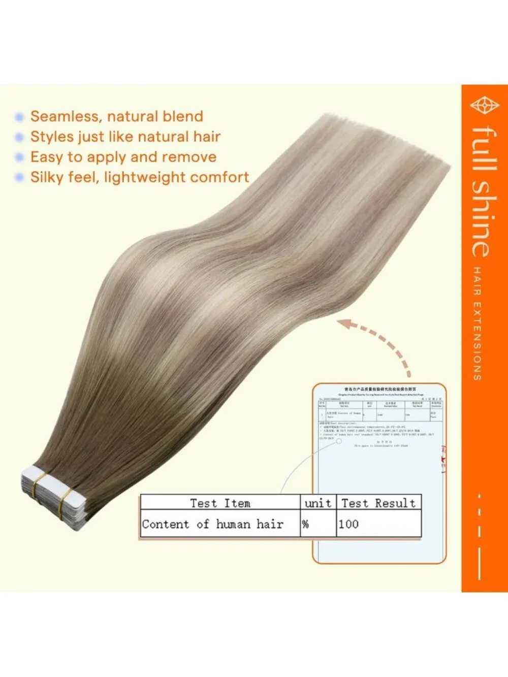 16 Inch Ash Brown to Blonde Tape-In Human Hair Extensions for Volume & Length